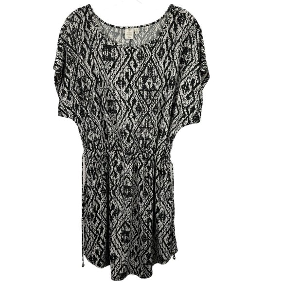 Saint Tropez West Dress Womens Medium Black White Blouson Short Sleeve - Picture 1 of 11